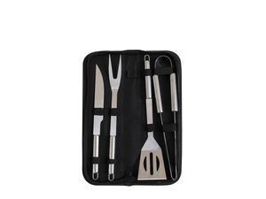 Set Parrillero Asado Acero Inoxidable 4 Pz Estuche De Regalo