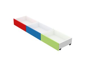 Kit 3 Cajones Bajo Cama Nature Melamina Colores