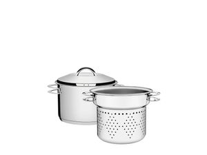 Olla y Colador Tramontina para cocinar pasta  Allegra Inoxidable con triple fondo