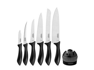 Juego de Cuchillos Tramontina Affilata con Hojas de Acero Inoxidable y Mangos de Polipropileno Negro 7 Piezas