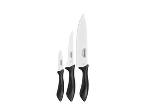 Juego de Cuchillos Tramontina Affilata con Hojas de Acero Inoxidable y Mangos de Polipropileno Negro 3 Piezas