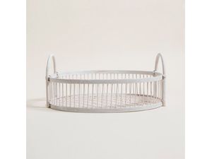 Bandeja Oval Blanca  Madera y Fibra Natural 35x25cm