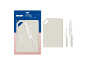 Set de Tabla y Cuchillos Plenus Tramontina de acero inoxidable para carne y verdura 3 piezas