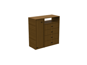Cómoda Milenial Avellana 1 Puerta 1 Estante 4 Cajones